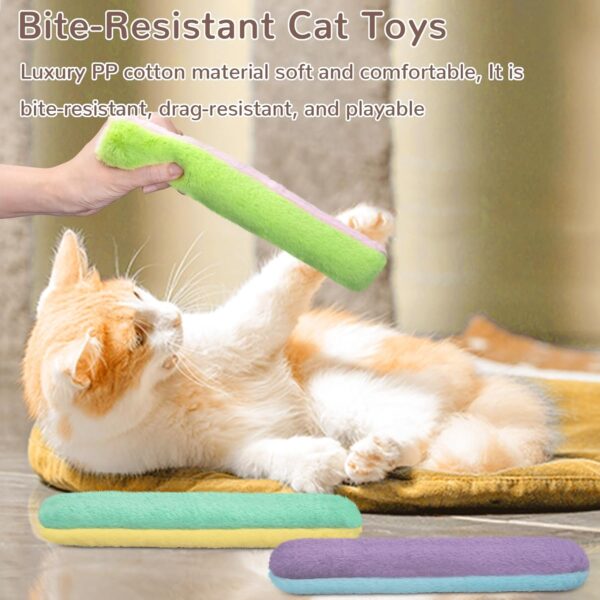 Retro Shaw Cat Toys Catnip Pillow with Refillable Catnip Toys 3 Pack,Soft and Durable Crinkle Sound Kitten Toy,Bite Resistant Interactive Cat Kicker Toy,Fuzzy Toys Promotes Kitten Kitty Exercise - Image 6