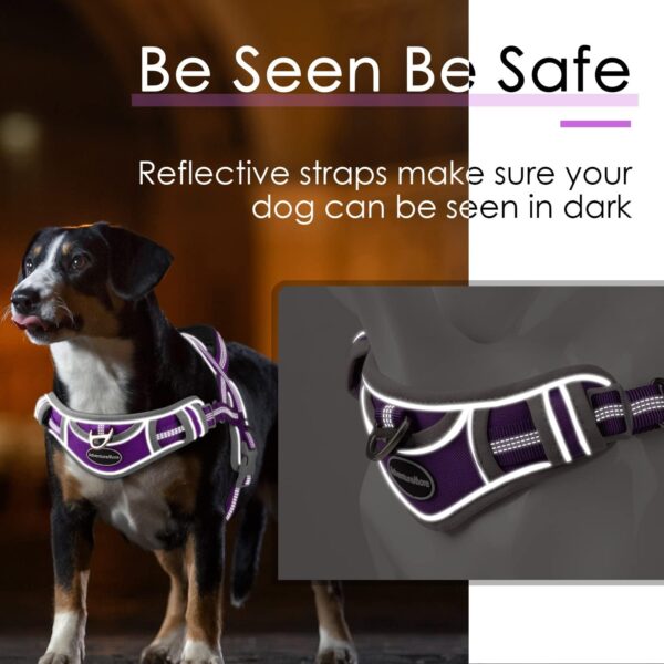 ADVENTUREMORE Dog Harness for Large Dogs No Pull, Sport Dog Halter Harness Reflective Breathable Dog Vest Escape Proof Dog Harness with Easy Control Front Clip Handle for Training Walking L Purple - Image 4