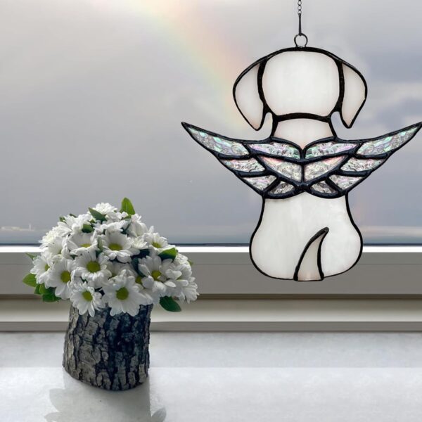 Stained Glass Angel Dog Memorial Gifts for Loss of Dog,Pet Memorial Gifts Suncatcher Ornament for Window Hanging,in Memory of Dog Passing Away Gifts,Pet Sympathy Gifts for Dogs - Image 6