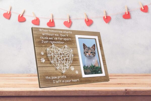 Dog Cat Memorial Gifts - Paw Prints Sympathy Picture Frame for Pet Loss - 4x6 Inches Photo - Image 3