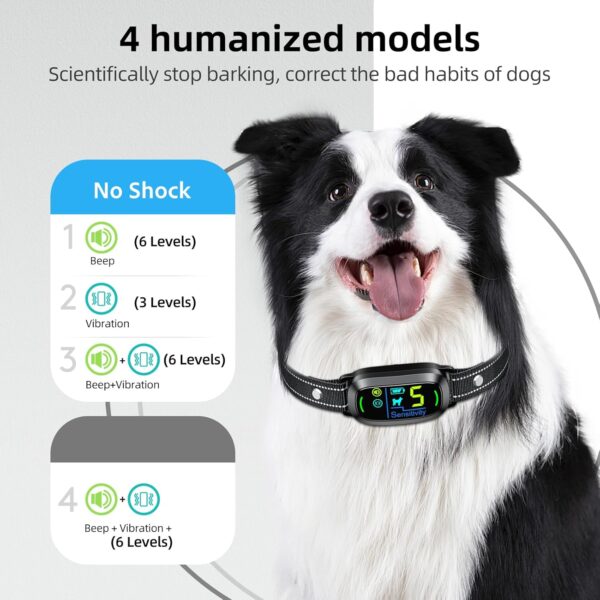 Dog Bark Collar, FAFAFROG Rechargeable Smart Collar, Anti Barking Training Collar with 5 Adjustable Sensitivity Beep Vibration, Bark Collar for Large Medium Small Dogs (Black) - Image 3