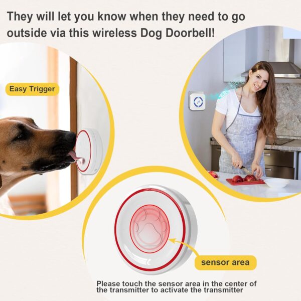 ChunHee Smart Dog Door Bell Wireless Puppy DoorBell for Potty Training, Dog Bells to go Outside,Bell for Dogs to Ring to go Potty [New 2024] - Image 3