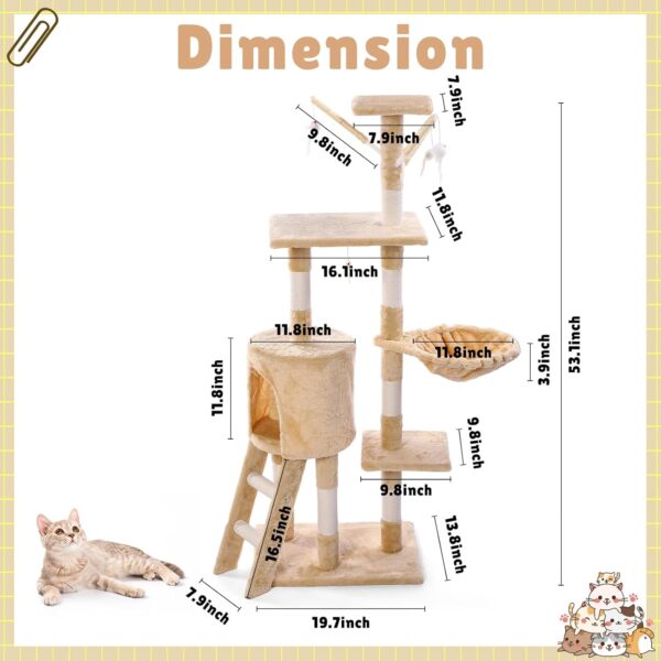 2 Pack 54.3in Cat Tree Cat Tower for Indoor Cats 5 Level Cat Condo with Sisal Scratching Posts Cat Activity Center Cat Furniture with Cozy Plush Perches Hammock and Funny Toy for Play Relaxing - Image 2