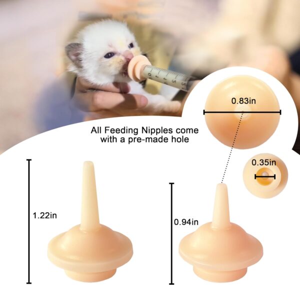 10 Packs Pet Nipples for Kitten and Puppy - Silicone Feeding Pacifier for Pets and Wildlife, Small Pre-Made Hole Feeding Nipple for Kitten, Puppy, Bunny, Squirrel, Hamster(3ML/5ML/10ML) - Image 2