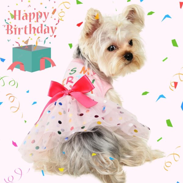 Dog Birthday Dress, Dog Dresses for Small Dog Girls, Cute Pet Princess Puppy Clothes Female Dog Clothes for Chihuahua Yorkie Clothes Small Dog Birthday Outfit Apparel - Image 3