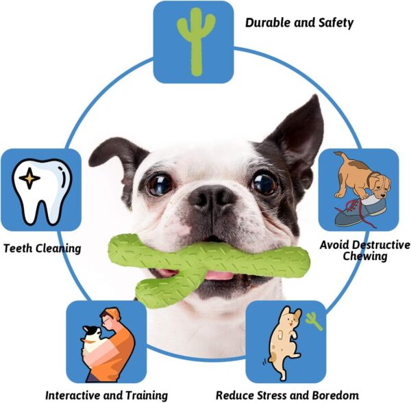 MewaJump Dog Chew Toys, Tough Rubber Dog Toys for Aggressive Chewers, Cactus Dog Toys for Training and Cleaning Teeth, Interactive dog toys for Medium/Large Dog - Image 2