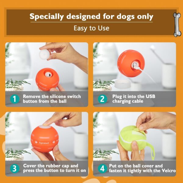 Interactive Dog Toys Dog Ball,[Newly Upgraded] Durable Motion Activated Automatic Rolling Ball Toys for/Small/Medium/Large Dogs,USB Rechargeable - Image 6