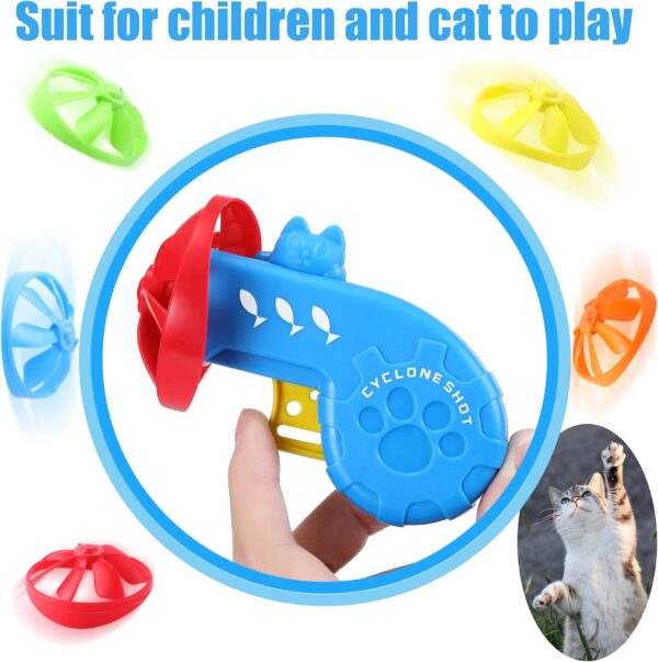 Sumind 18 Pieces Cat Fetch Tracking Interactive Toys with 5 Colors Flying Propellers for Indoor PET Cat Kitty Training Chasing (Blue, Cat) - Image 4