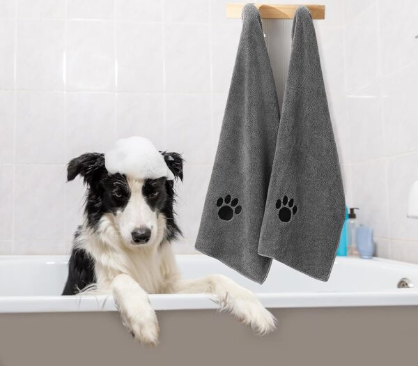 Microfiber Dog Towels for Drying Dogs, Super Absorbent and Soft Pet Grooming Towel, 40 Inch X 23.6 Inch, Perfect Dog Shower & Bath Supplies for Large, Medium or Small Dogs, Grey - Image 5