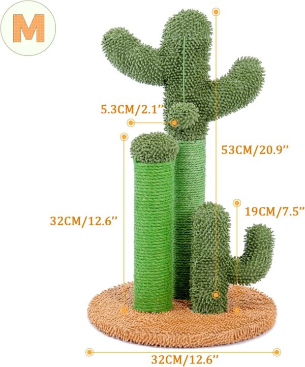 PAWZ Road Cat Scratching Post Cactus Cat Scratcher Featuring with 3 Scratching Poles and Interactive Dangling Ball -Medium 23 Inches - Image 6