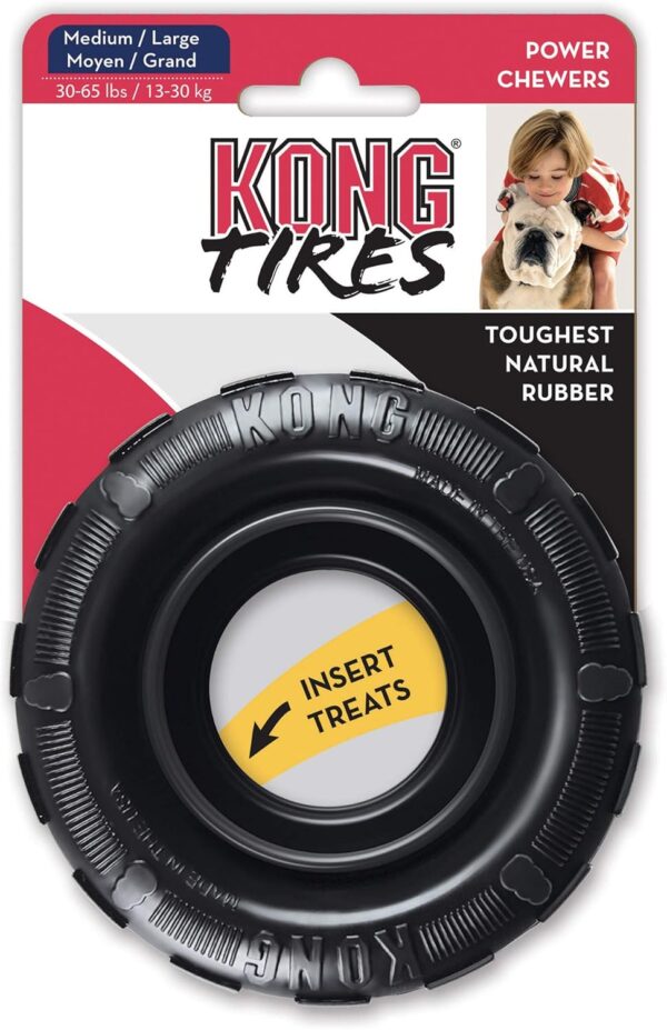 KONG Extreme Tires - KONG's Most Durable Natural Rubber Chew & Fetch Toy - Treat Dispenser Dog Tire Toy - Pet Supplies for Outdoor & Indoor Play - For Medium/Large Dogs - Image 6