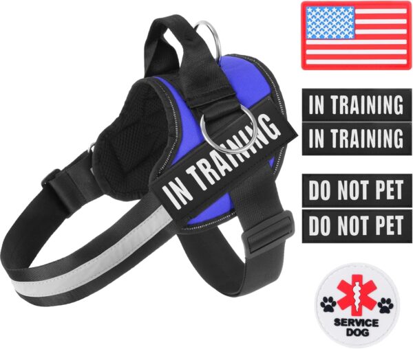 Essential Dog Harness, No Pull Pet Harness with 3 Side Rings for Leash Placement, No Choke, Reflective, Adjustable Pet Vest, Easy On-Off & Improved Control Handle, Training, Walking, Running Blue - Image 8