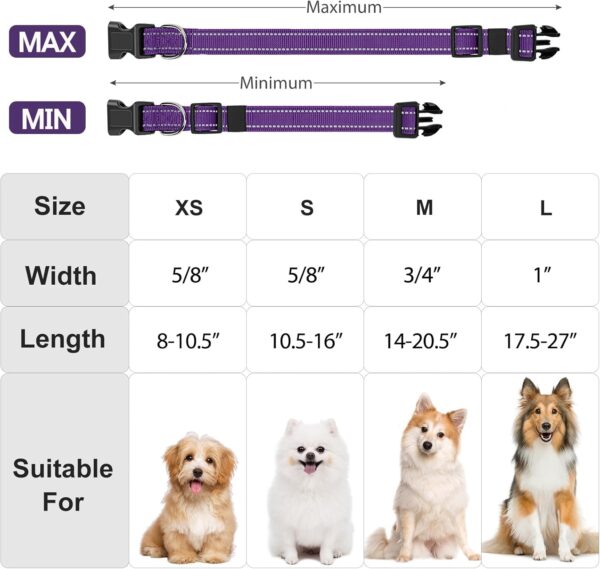 Reflective Dog Collar Padded with Soft Neoprene Breathable Quick Release Basic Dog Collars for Medium Dogs Purple Girl - Image 6