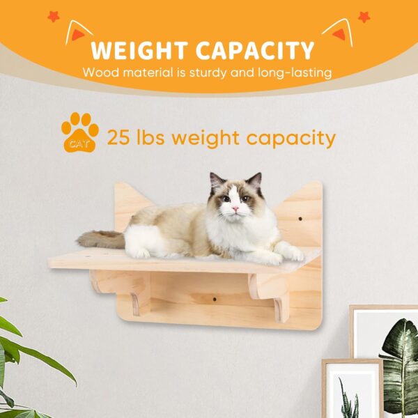 Cat Wall Shelves, Furniture Set, Shelves and Perches for Wall, Climbing Shelf Playground Scratching Post with 3 Steps Indoor Mounted Condos House - Image 3