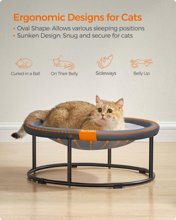 Feandrea Pet Bed, Elevated Cat Bed for Average Cats, Dog Bed for Miniature Dogs, with Removable Washable Mesh, for Pets up to 20 lb, Oval, Gray UPCB001G01 - Image 3