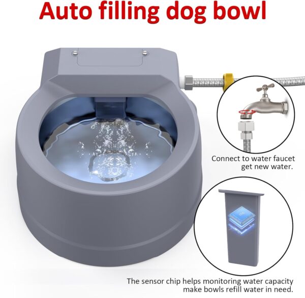 Dog Water Fountain Auto Filling Dog Water Dispenser connect Water Supply, Rechargeable 3.9L Large Dog Water Bowl - Image 2