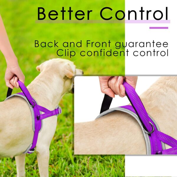 ADVENTUREMORE Dog Harness for Large Dogs No Pull, Sport Dog Halter Harness Reflective Breathable Dog Vest Escape Proof Dog Harness with Easy Control Front Clip Handle for Training Walking L Purple - Image 5