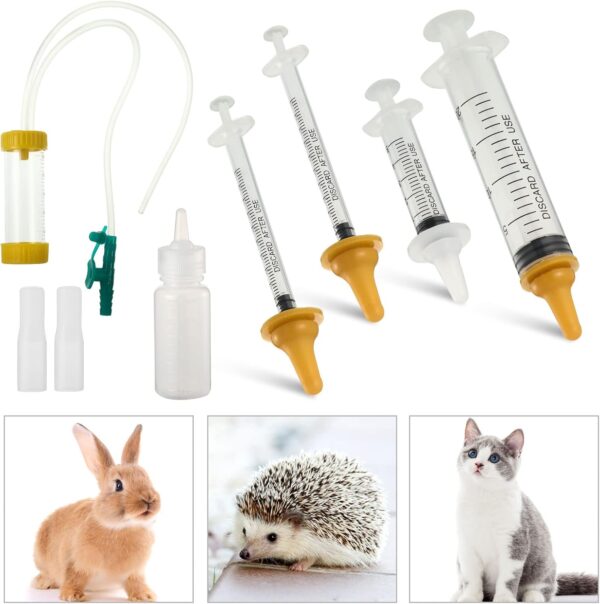 Zubebe 15 Pcs Puppy Whelping Supplies Puppy Feeding Tube Kit includes Pet Feeding Bottle Nipples Dog Kitten Nursing Syringes Pill Shooter Dispenser 10 ml 15 ml Feeding Tool for Kitten Puppy Animals - Image 7