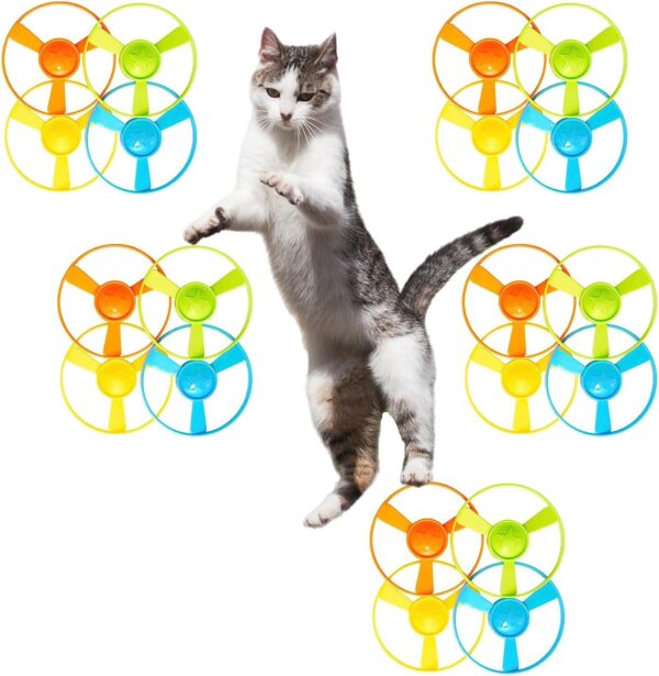 Cat Fetch Toys, Interactive Flying Cat Toys with 20 colored Flying Propellers, Cat Pet Tracks Chasing Toy for for Kitten Training Hunting (only Flying Propellers)