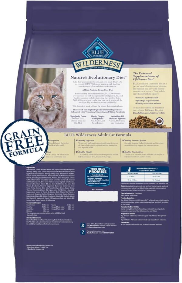 Blue Buffalo Wilderness Nature's Evolutionary Diet High-Protein, Grain-Free Natural Dry Food for Adult Cats, Chicken, 9.5-lb. Bag - Image 2