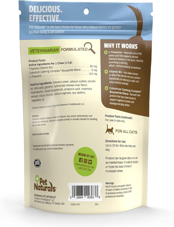 Pet Naturals Calming Chews for Cats, 30 Chews - Behavioral Support and Anxiety Relief for Travel, Boarding, Vet Visits and High Stress Situations - Image 2