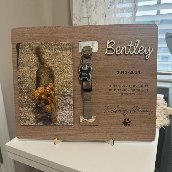 Personalized Memorial Pet Collar Sign, Dog Memorial Wood Frame with Collar Holder, Memorial Gift Loss of Pet, Loss of Pet Sympathy Gift, Dog Memorial Gifts, Pet Loss Gifts, Pet Sympathy Gift K01 - Image 3