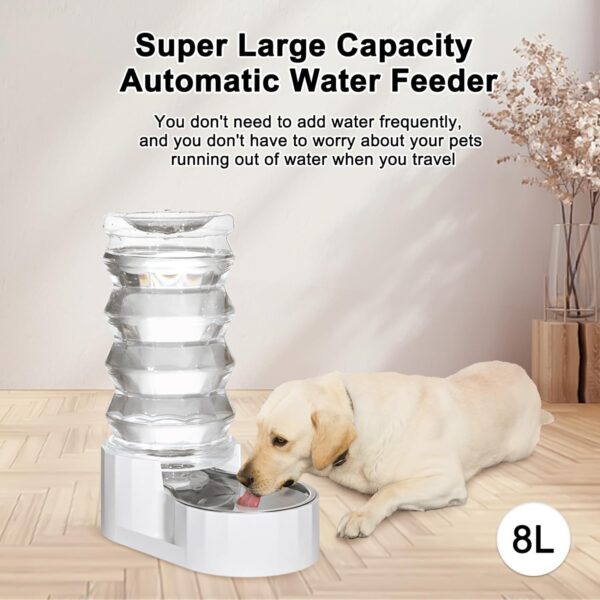 RIZZARI Automatic 8L Pet Waterer,100% BPA-Free, Gravity Stainless Steel Water Dispenser,Large Capacity Water Feeder for Cats and Small and Medium-Sized Dogs - Image 6