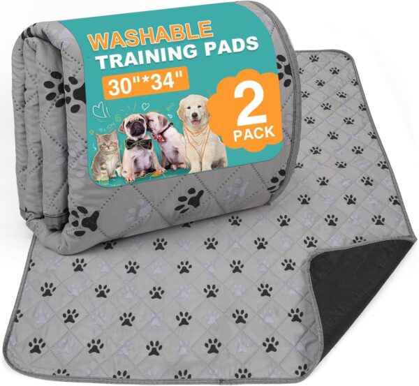 2 Pack Large 30"X34" Washable Pee Pads for Dogs Super Absorbent Dog Training Pads Non-Slip Waterproof Pet Training Pads Mats Whelping Pads for Dogs Cats Puppy