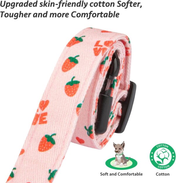 Cotton Handmade Dog Collar Cute and Distinctive Patterns Pink Strawberries with Pendant Cute Dog Collars for Small Medium Large Dogs Girl Dogs Boy Dogs S - Image 4