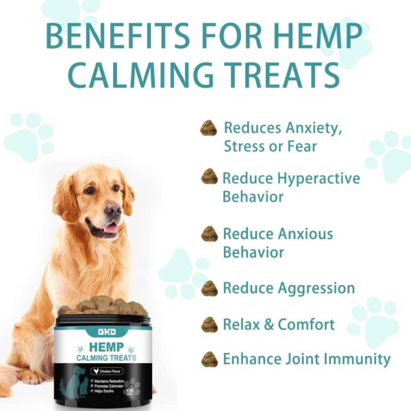 Hemp Calming Chews for Dogs, Dog Calming Treats Anxiety Relief 100% Golden Ratio of Natural Ingredients Calming Dog Treats, Aid with Separation, Barking, Stress Relief, Thunderstorms - Image 4