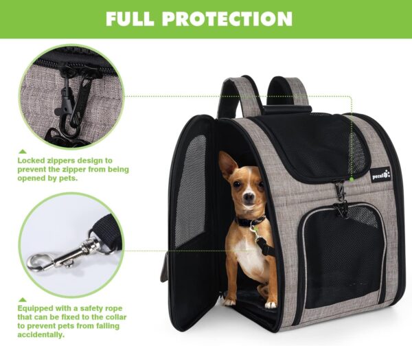 Pecute Pet Carrier Backpack, Dog Carrier Backpack, Expandable with Breathable Mesh for Small Dogs Cats Puppies, Pet Backpack Bag for Hiking Travel Camping Outdoor - Image 4