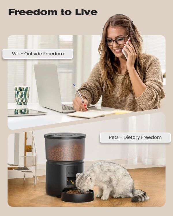 WiFi Automatic Cat Feeder: 2.4G/5G App Control Dog Food Dispenser - Auto Timer Cats Feeders - Smart Timed Feeding Supplies - Automated 3 Litter Puppy Electric - Multiple Animal - BEMOONY - Image 5