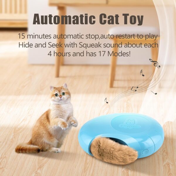 Migipaws Cat Toys,Interactive Fluffy Ball,Squeak Hide and Seek in a Mice Hole,Smart Kitten Teaser,Automatic Timer On Off, Plush Fur Tail Refill - Image 2