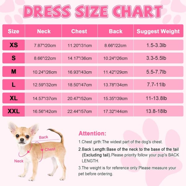 Dog Dresses for Small Dog Girls Dog Birthday Dress Cute Pet Princess Puppy Clothes Female Dog Clothes for Chihuahua Yorkie Clothes Small Dog Birthday Outfit Apparel - Image 6