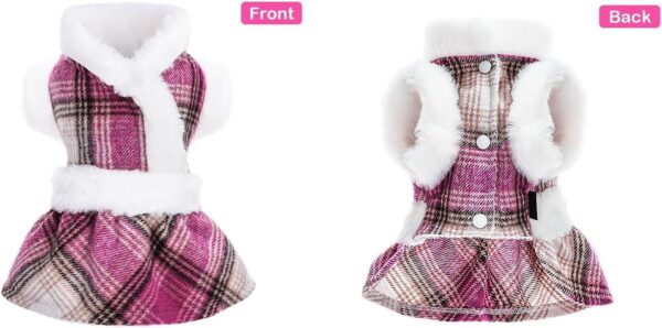 Plaid Dog Dress Puppy Sweaters for Small Dogs Girl Dog Dresses Dog Sweatshirt Pet Winter Clothes Cat Apparel (X-Small, Rose) - Image 8