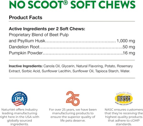 NaturVet - No Scoot for Dogs - 60 Soft Chews - Plus Pumpkin - Supports Healthy Anal Gland & Bowel Function - Enhanced with Beet Pulp & Psyllium Husk - Image 8