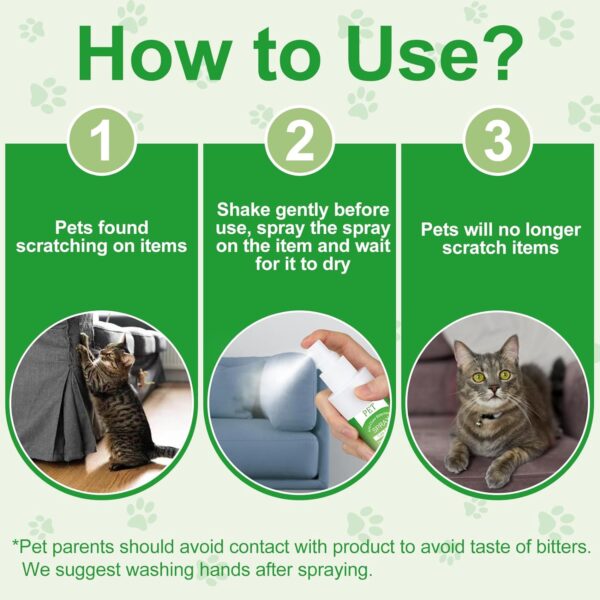 Cat Deterrent Spray. Cat Repellent Indoor for Cat and Kitten. No Scratch Spray for Cats. Effective Cat Scratch Deterrent Training Aid for Furniture, Curtains, Sofas, Plants, Indoor & Outdoor. 120ML - Image 3