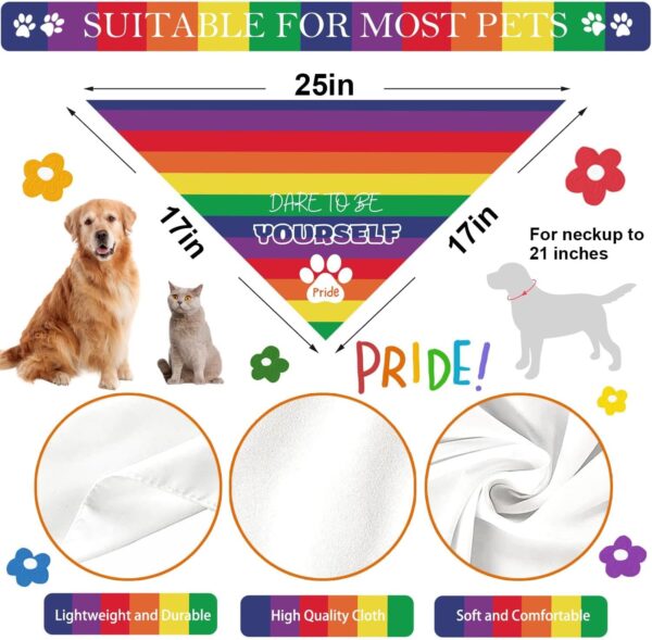 Pride Dog Bandanas, LGBT+ Rainbow Holiday Party Adjustable Pet Decorations 2 Pack Triangle Bibs Cat Scarf Set - Image 3