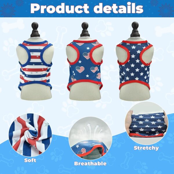 Vehomy 3Pack 4th of July Dog Shirt Clothes American Flag Dog Sleeveless Shirt Stars & Stripes Puppy Tank Top Independence Day Patriotic Dog Vest Shirt Outfit Costume for Small Medium Dogs Cats XL - Image 3