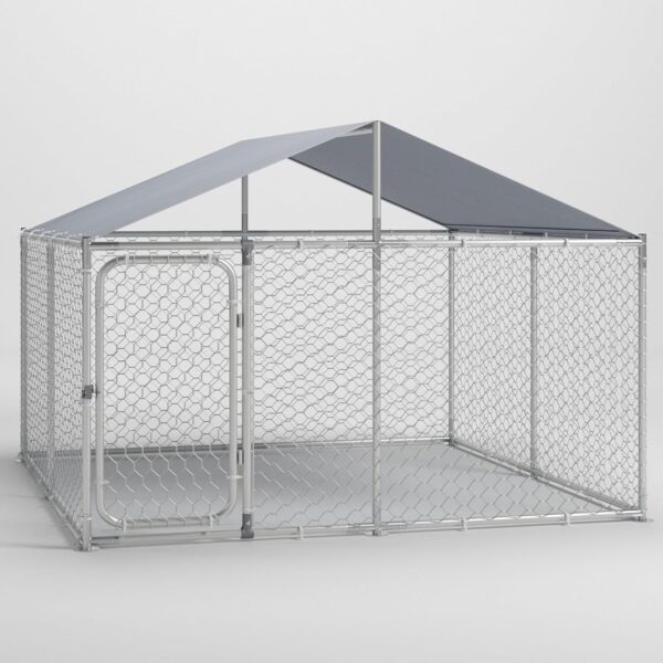 Outdoor Large Dog Kennel, 7.5 x7.5 x5.2 FT Big Enclosure Outside Run for Large Breed Dogs, Fence Cage Pen with Anti-UV Waterproof Top Roof (90x90x63 inch)