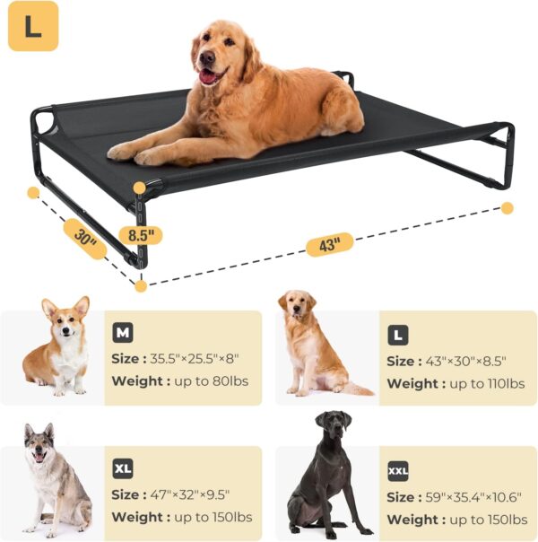 Veehoo Original Cooling Elevated Dog Bed, Outdoor Raised Cots Bed for Large Dogs, Portable Standing Pet with Washable Breathable Mesh, No-Slip Feet Indoor Outdoor, Large, Black, CWC2201 - Image 3