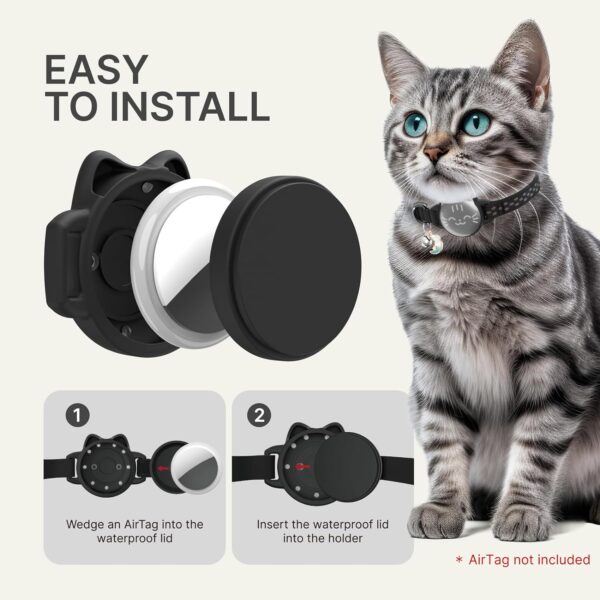 Waterproof Airtag Cat Collar, Breakaway Cat Airtag Collar with Luminous & Reflective Fish Pattern, Lightweight Kitten Collar for Apple Air tag, Hidden GPS Tracker Holder for Cats, Kittens(9-13") - Image 8