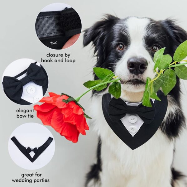 FUAMEY Dog Tuxedo, Adjustable Black Polycotton, X-Small, Formal Attire for Small Breeds, Wedding, Birthday, Valentine's Day, Cosplay - Image 6