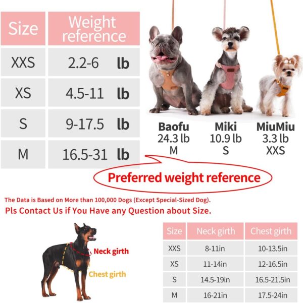 Puppytie No Pull xs Dog Harness with Multifunction Dog Leash,Soft Adjustable No Choke Escape Proof Pet Harness Vest,Pink,XS - Image 5