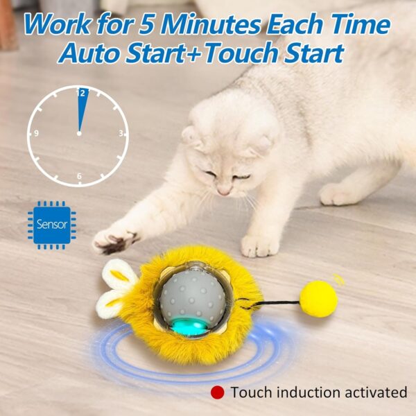 Motion Activate Interactive Cat Toys - Automatic Moving Ball Toys for Indoor Cats, Self Rotating Ball with Lights, Electric Cat Mice Toys, USB Rechargeable, Auto On/Off - Image 3