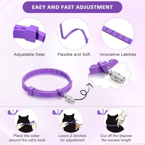 Weewooday 5 Set Calming Collar for Cats Adjustable Waterproof Cat Calming Collars Reduce Anxiety Stress Cat Collars with 5 Pet ID Pendants (Purple) - Image 6