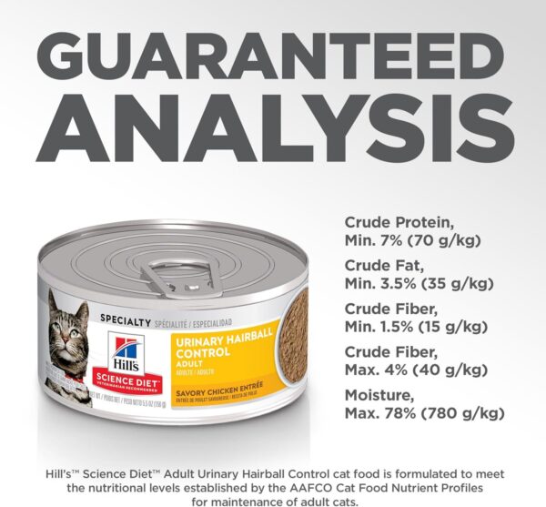 Hill's Science Diet Urinary Hairball Control, Adult 1-6, Urinary Track Health & Hairball Control Support, Wet Cat Food, Chicken Minced, 5.5 oz Can, Case of 24 - Image 10