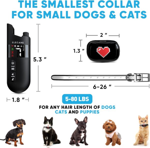 Mini Training Collar for Small Dogs 5-15lbs - Rechargeable Pet Obedience Trainer with Remote Control - Waterproof, 1000-Foot Range - Beeping Sound & Vibration Mode - 6 to 26-Inch Adjustable Strap - Image 2