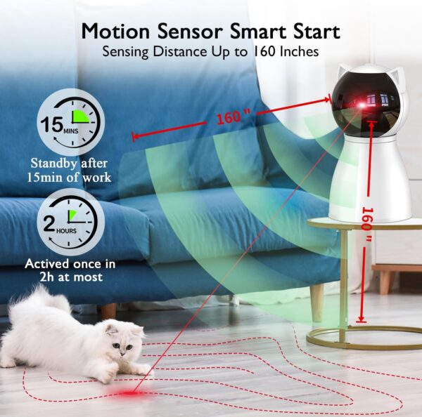 Cat Toys [2023 Newly Upgraded] Real Random Trajectory Rechargeable Motion Activated Cat Laser Toy Automatic,Interactive Cat Toys for Indoor Cats/Kitten/Dogs - Image 3