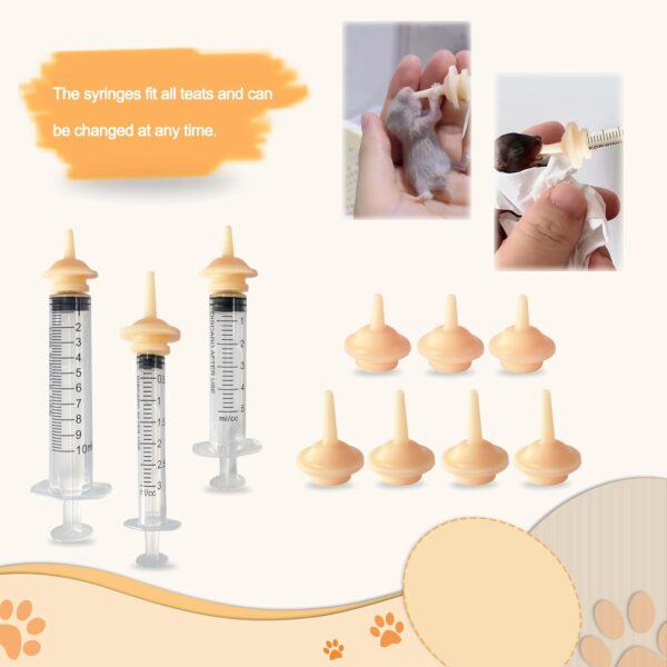 10 Packs Pet Nipples for Kitten and Puppy - Silicone Feeding Pacifier for Pets and Wildlife, Small Pre-Made Hole Feeding Nipple for Kitten, Puppy, Bunny, Squirrel, Hamster(3ML/5ML/10ML) - Image 4